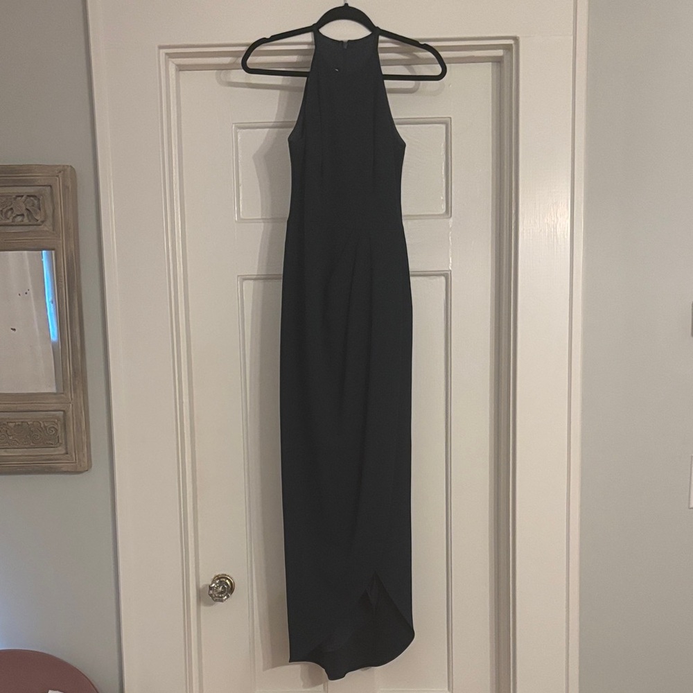 Elegant Green High Neck Maxi Dress With a Slit